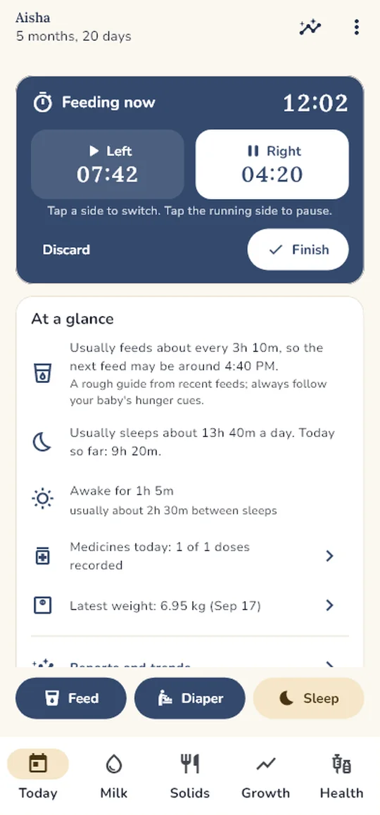 Breastfeeding timer with a clock for each side
